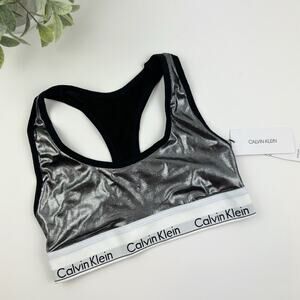 Calvin Klein Women's Modern Cotton Wet Look Bralette QF5516 Size X-Small